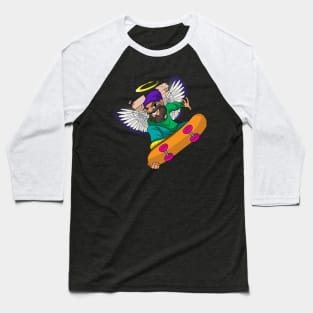 Hipster Angel with wings Skating Baseball T-Shirt